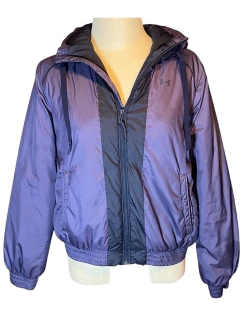 💜Under Armour Purple/Blue Hooded Puffer Jacket Water Resistant
